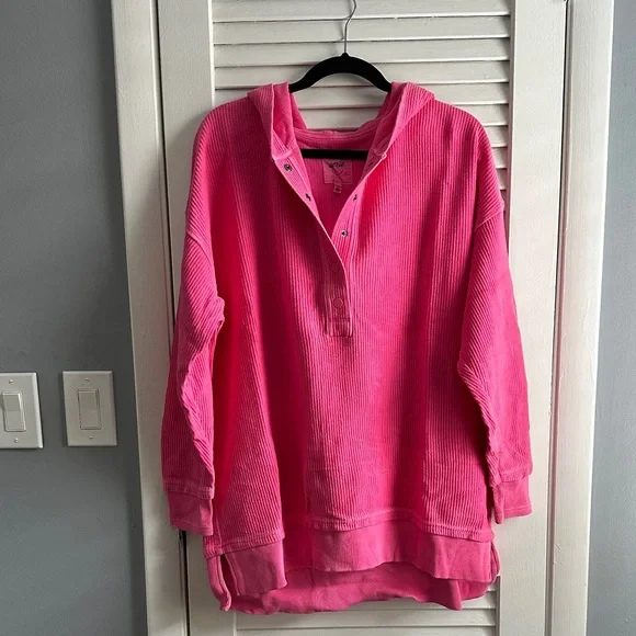 Aerie textured Henley hoodie pullover snap Medium NWOT - Picture 3 of 8